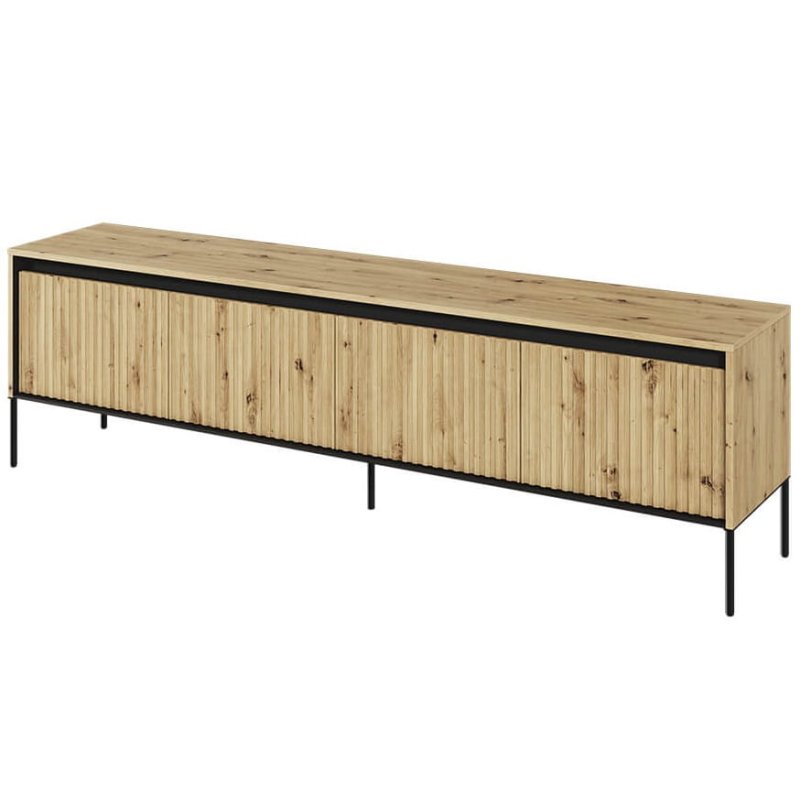 TV‑Schrank TREND TR‑06 in Artisan Eiche auf weißem Hintergrund, freistehend, vier Türen mit LED