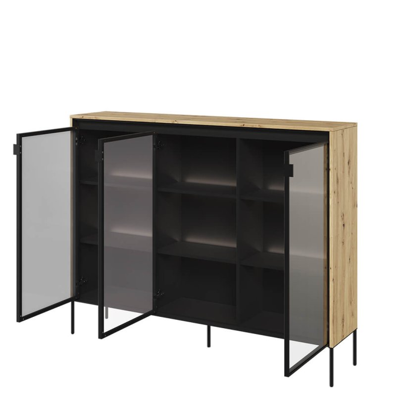 Vitrine Trend 8 Eiche Artisan offene - TREND TR‑08 Glasvitrine in Artisan Eiche freigestellt auf weißem Hintergrund