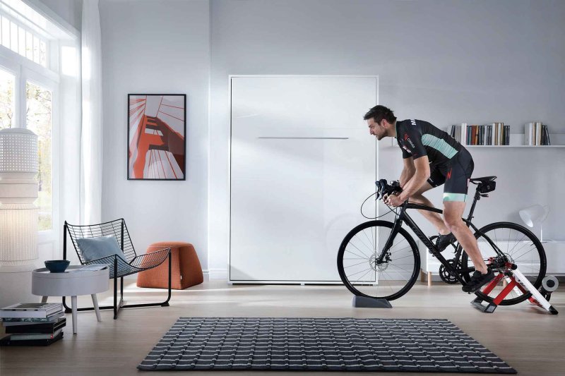 Wandklappbett Concept Pro 3 90x200 Vertikal Lenart Bett Weiß und Weiß Hochglanz