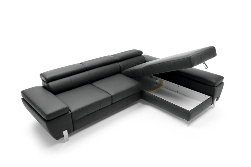 Ecksofa Molina Mini L-form Echtleder mit Schlaffunktion WERSAL
