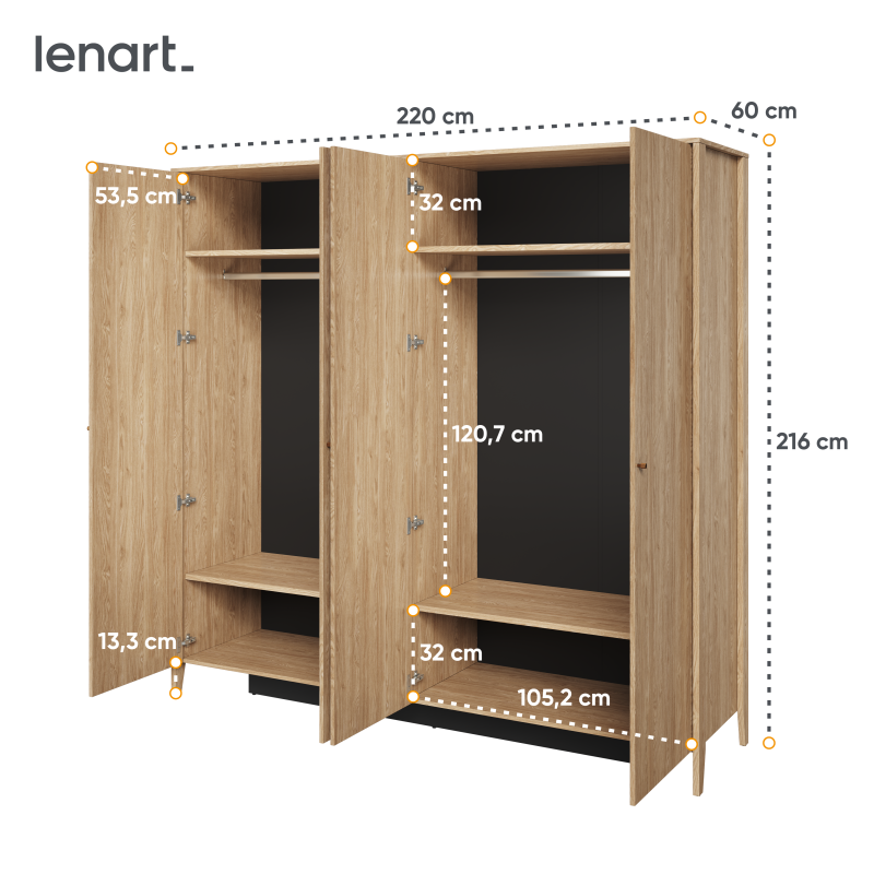 Kleiderschrank COZY 01 Abmessungen