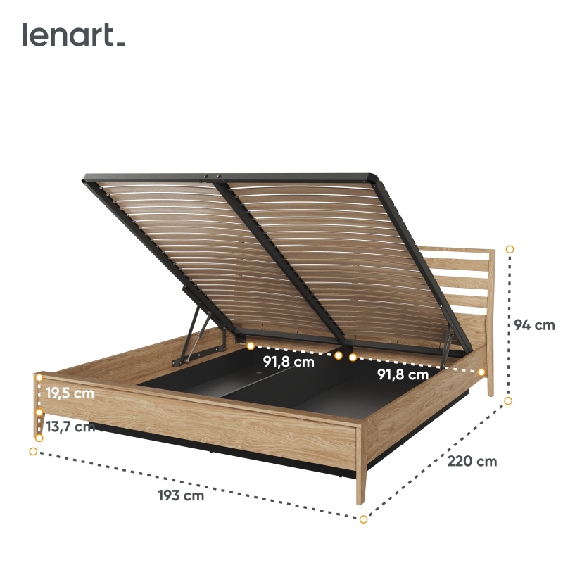 Bett COZY 02 180 cm Bettkasten Abmessungen