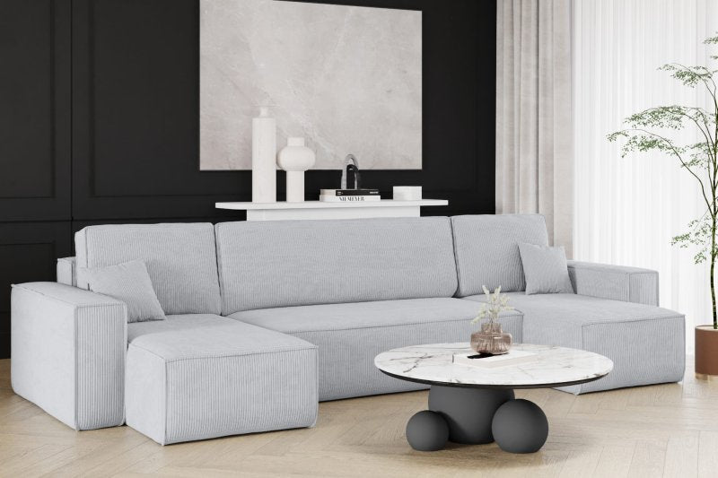 Ecksofa KARL U Poso 110 Hellgrau Dekor
