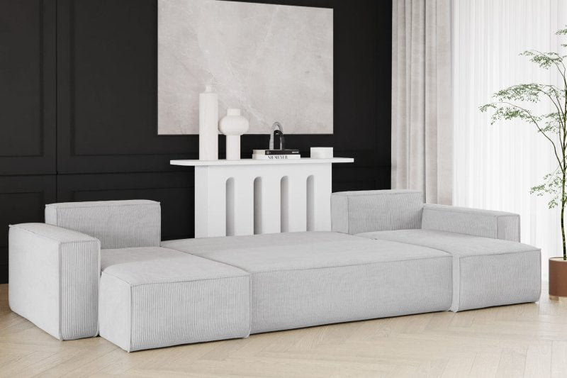 Ecksofa KARL U Poso 110 Hellgrau Schlaffunktion