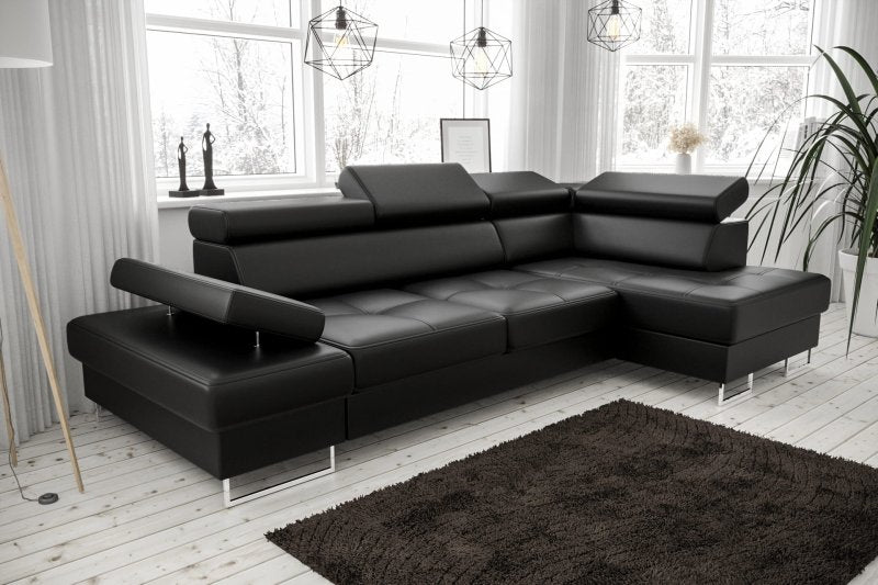 Ecksofa GALAXY MINI Leder Schwarz