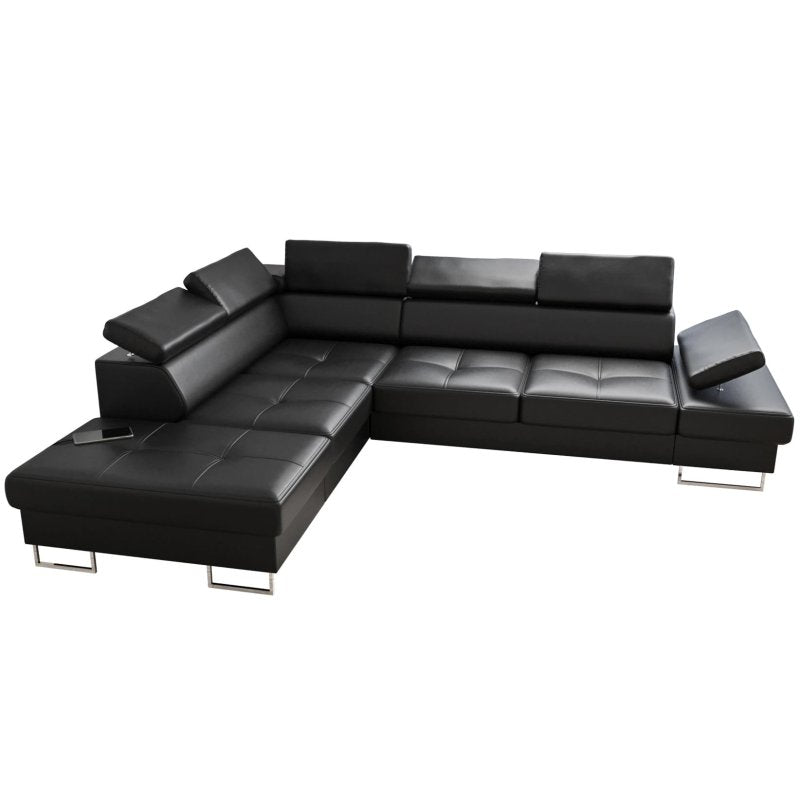 Ecksofa GALAXY Ledersofa Schwarz