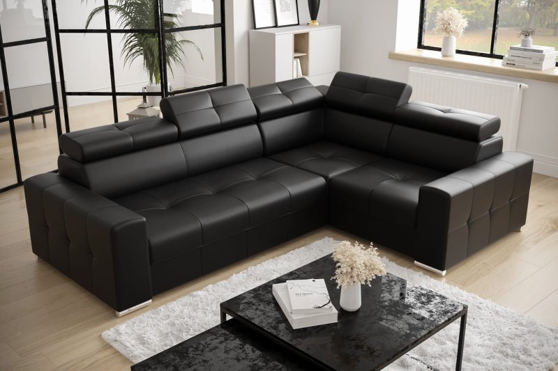 Ecksofa MARGO II Ledersofa Schwarz