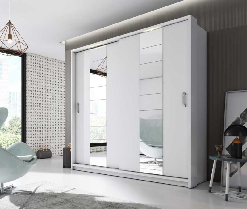 Kleiderschrank ARTI 14 mit zwei Schiebetüren, Spiegeln und Beleuchtung LENART