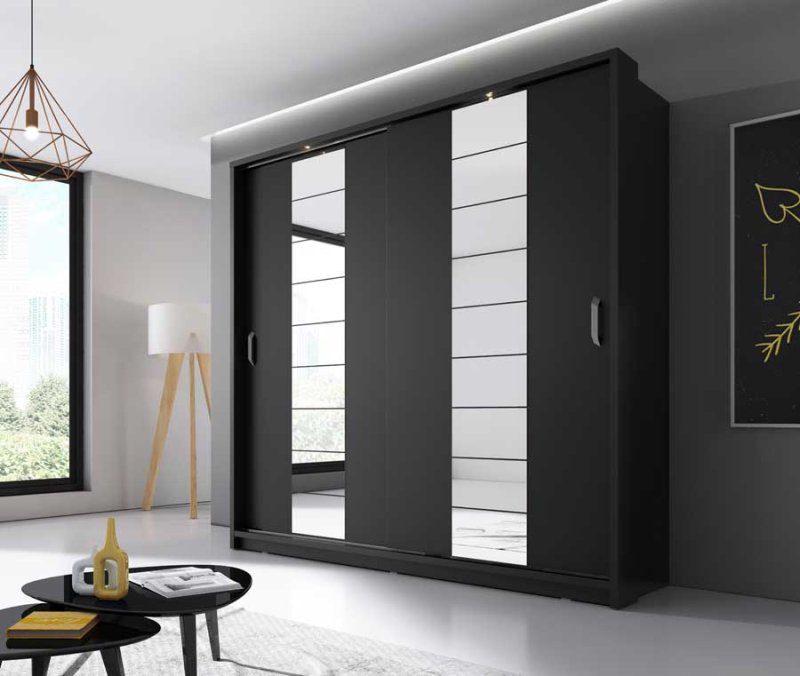 Kleiderschrank ARTI 14 mit zwei Schiebetüren, Spiegeln und Beleuchtung LENART