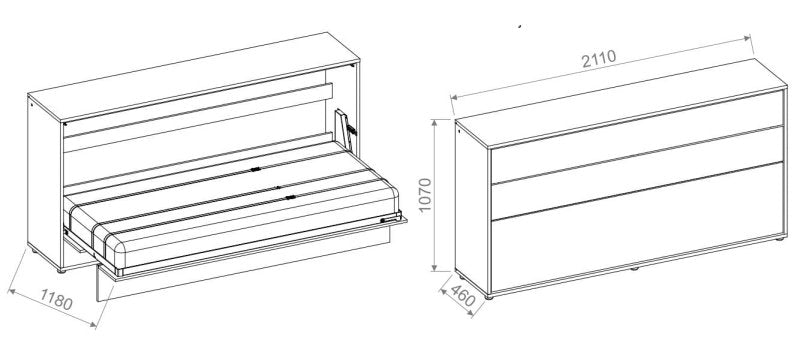 Wandklappbett Bed Concept 90x200 Horizontal Lenart Bett