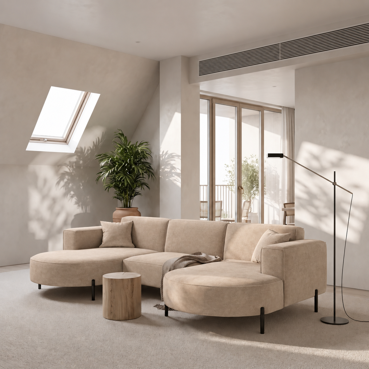 PARMA U HILLS Ecksofa – Sofa mit Stoff Noel, modernes Design, 299 cm - Beige (Noel 17)