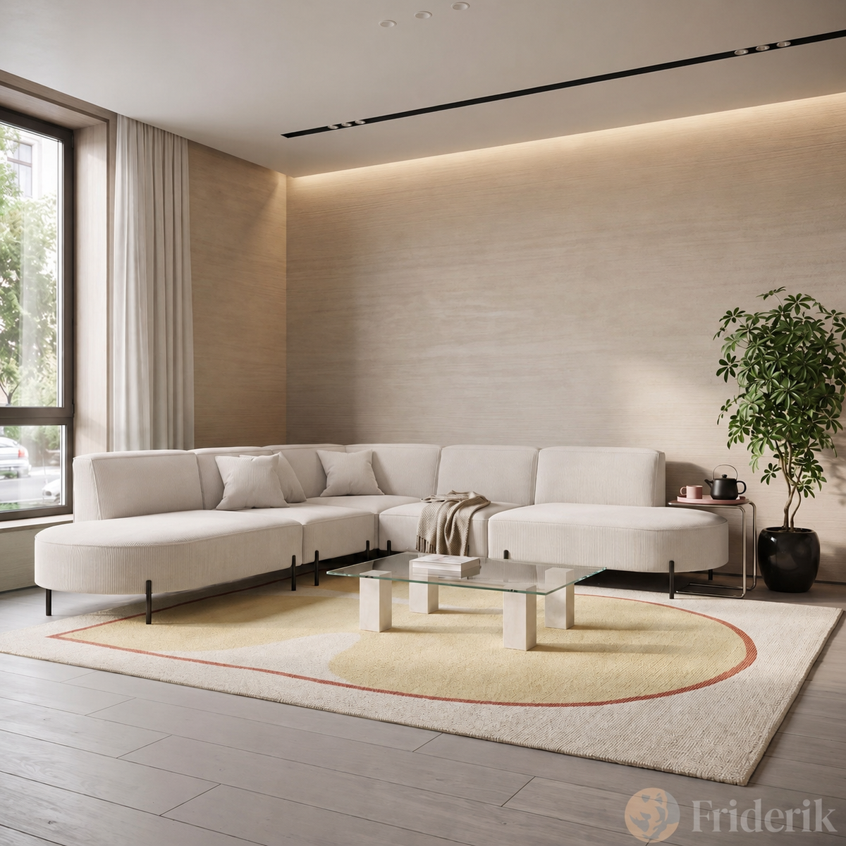 PARMA Corner HILLS Ecksofa – modernes Design, bequemer Komfort & Cordstoff - Stoff Scala - Lime, Hellgrün