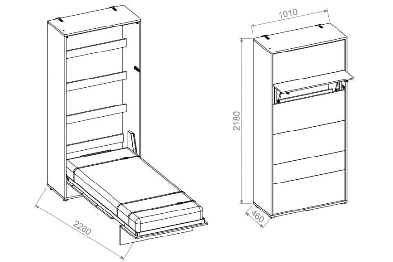Wandklappbett Bed Concept 90x200 Vertikal Concept Lenart Bett D