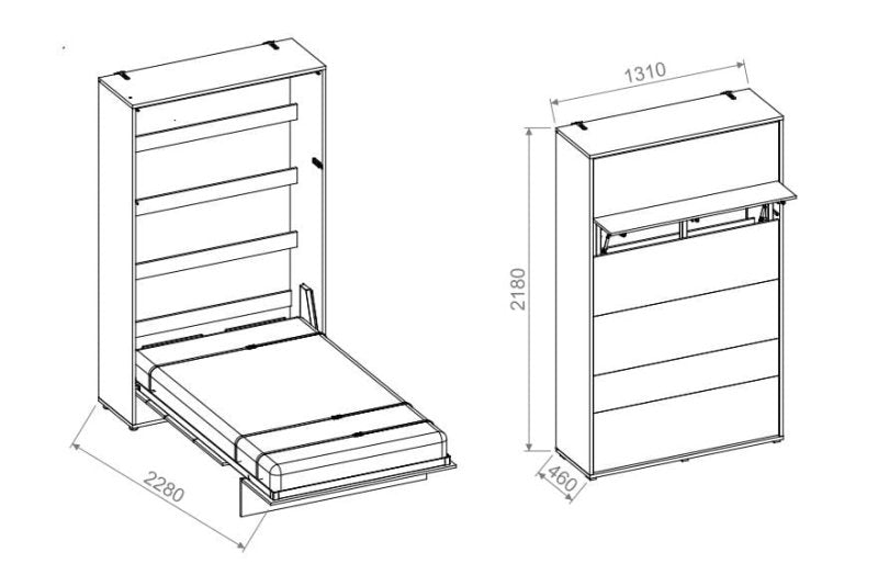 Wandklappbett Bed Concept 120x200 Vertikal Concept Lenart Bett