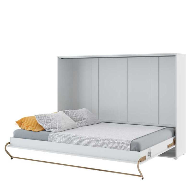 Wandklappbett Concept Pro 4 140x200 Horizontal Lenart Bett Weiß und Weiß Hochglanz