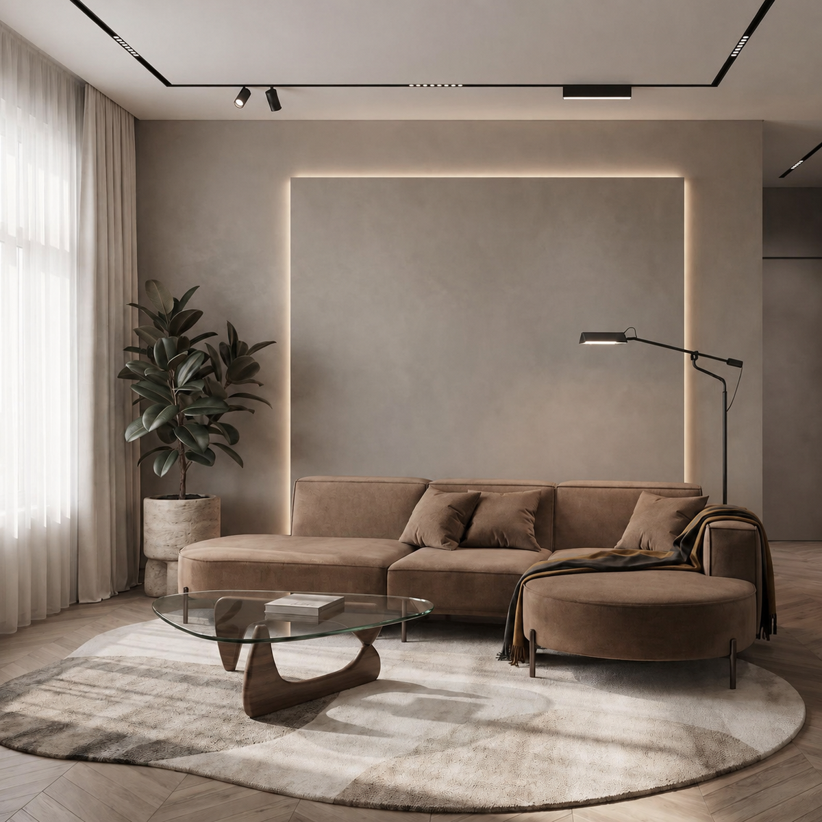 Ecksofa PARMA HILLS L | Velours Noel 01 | Braun