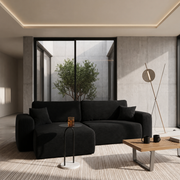 Ecksofa CAPRI L mit Schlaffunktion Bettkasten Schwarz (Poso 135)