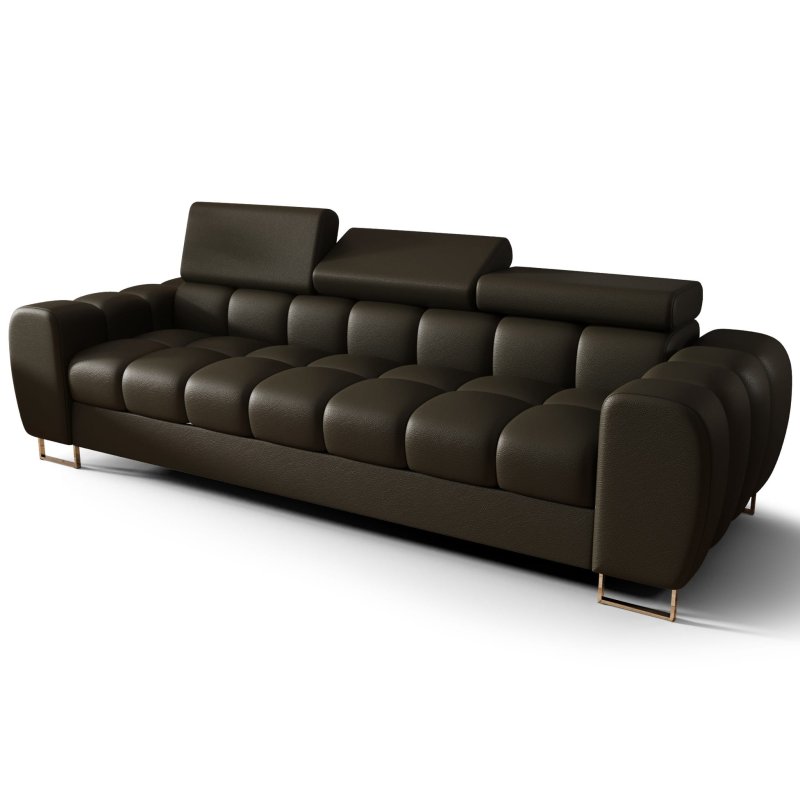 Sofa ASPEN III Ledersofa 265 cm 3-Sitzer mehrstufige Kopfstützenverstellung Braun (A-5)