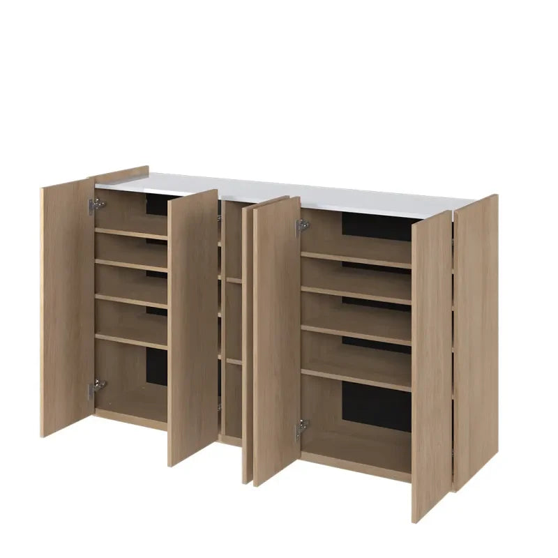 Kommode EASY Schrank mit LEDs EA-01 Eiche / Weiß Hochglanz