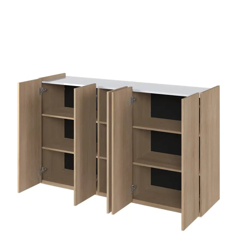 Kommode EASY Schrank mit LEDs EA-01 Eiche / Weiß Hochglanz