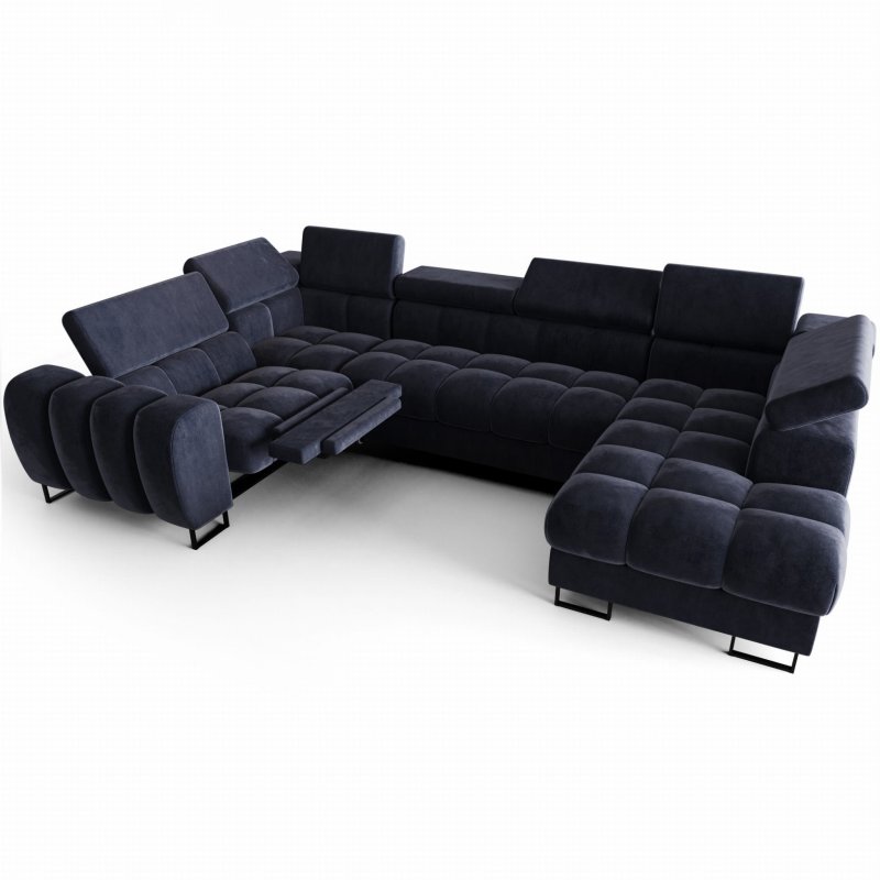 Ecksofa ASPEN MAX II RELAX 198x350x170 cm Bettkasten Schlaffunktion U-form Dunkelblau (Terra 76)