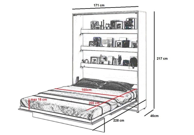 Wandklappbett Bed Concept 160x200 Vertikal Concept Lenart Bett Eiche Grau
