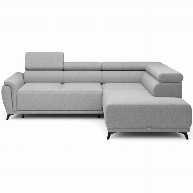 ATLANTA Ecksofa mit verstellbare Rückenlehne, Schlaffunktion & Bettkasten - Hellgrau (Rosario 454)
