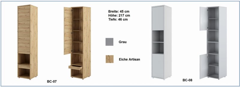 Wandklappbett Bed Concept 160x200 Vertikal Concept Lenart Bett Eiche Grau