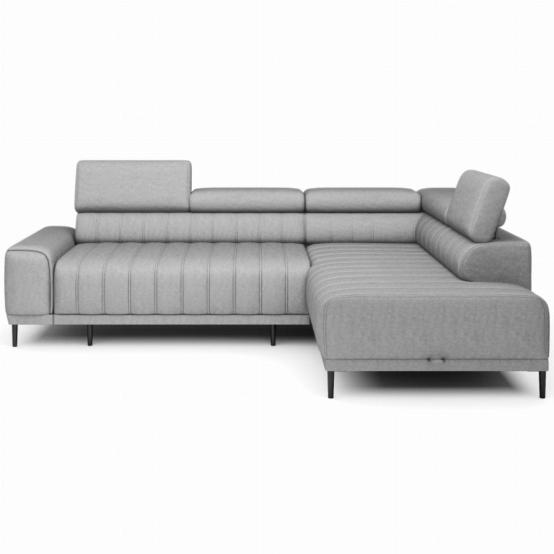 Ecksofa CALDO L Schlaffunktion Bettkasten Relaxfunktion Hellgrau (Illias 16)