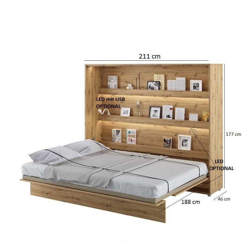 Wandklappbett Bed Concept 160x200 Horizontal Lenart Bett Eiche Grau