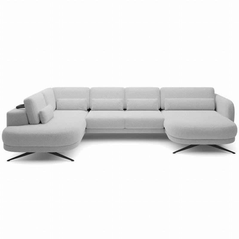 Ecksofa ILUSIO XL Relaxfunktion verstellbare Sitztiefe Elektrisch Hellgrau Bouclé (Quelle 83)