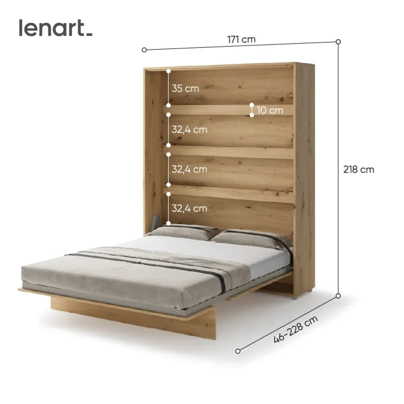 Wandklappbett Bed Concept 160x200 Vertikal Concept Lenart Bett Eiche Artisan BC-12