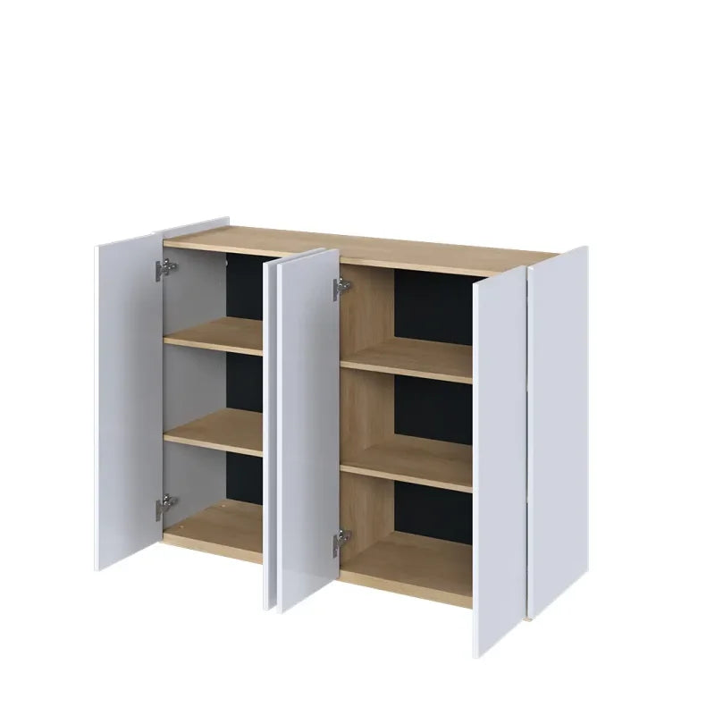 Kommode EASY Schrank mit LEDs EA-02 Weiß Hochglanz / Eiche