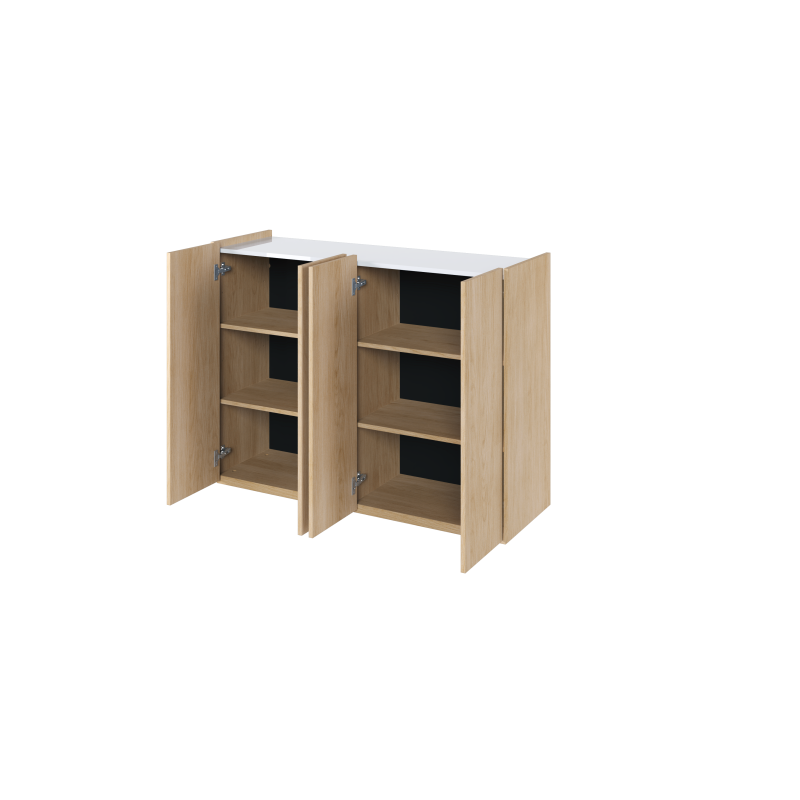 Kommode EASY Schrank mit LEDs EA-02 Eiche / Weiß Hochglanz