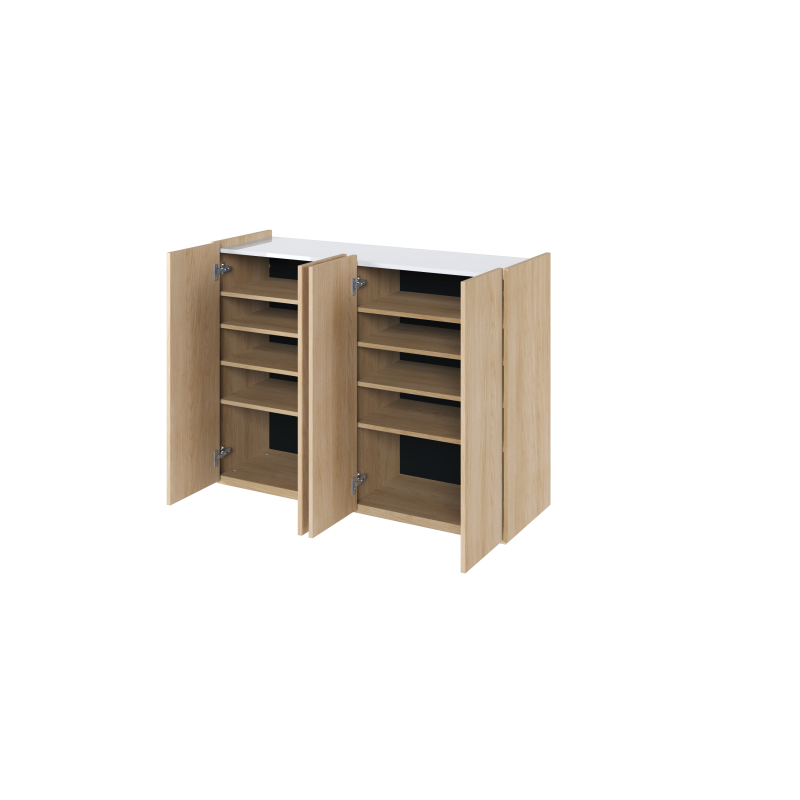 Kommode EASY Schrank mit LEDs EA-02 Eiche / Weiß Hochglanz