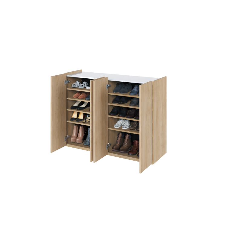 Kommode EASY Schrank mit LEDs EA-02 Eiche / Weiß Hochglanz