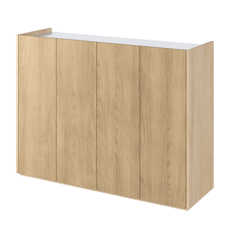 Kommode EASY Schrank mit LEDs EA-02 Eiche / Weiß Hochglanz