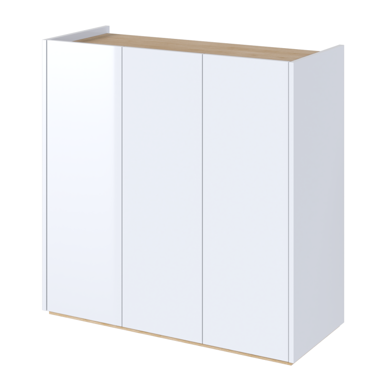 Kommode EASY EA-03 Schrank mit LEDs Weiß Hochglanz / Eiche