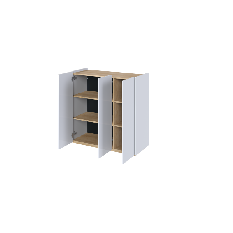 Kommode EASY EA-03 Schrank mit LEDs Weiß Hochglanz / Eiche