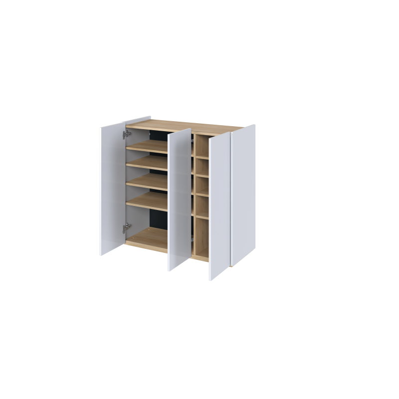 Kommode EASY EA-03 Schrank mit LEDs Weiß Hochglanz / Eiche
