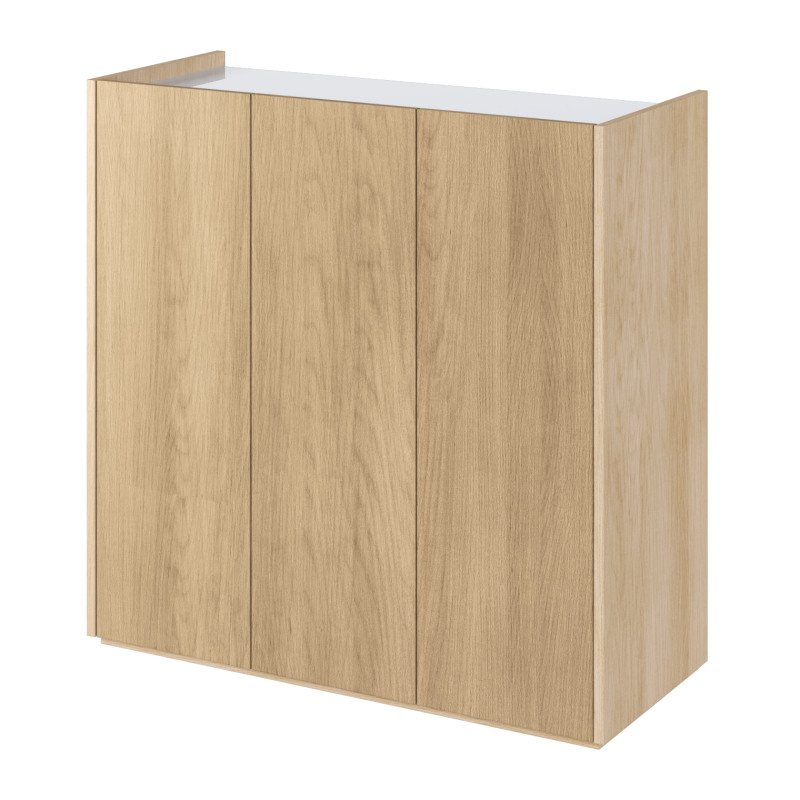 Kommode EASY EA-03 Schrank mit LEDs Eiche / Weiß Hochglanz