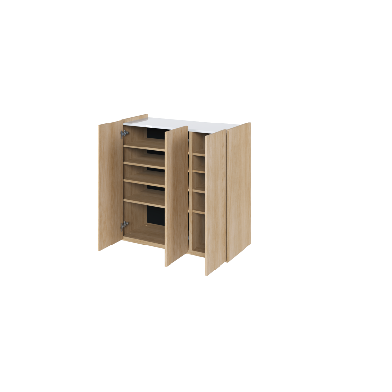 Kommode EASY EA-03 Schrank mit LEDs Eiche / Weiß Hochglanz