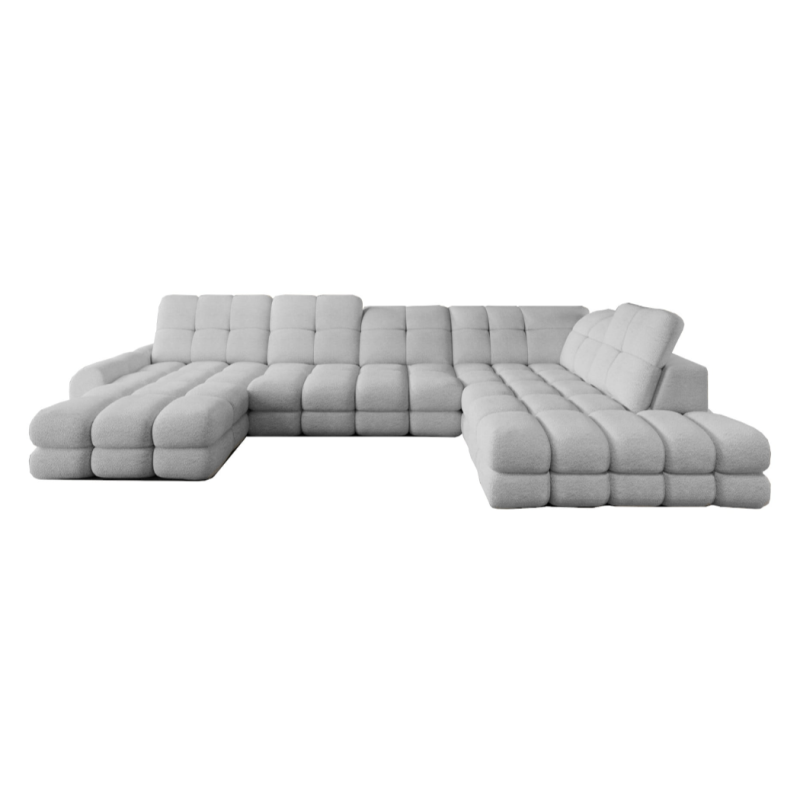 Ecksofa mit elektrischer Sitzverstellung TOLLO XL Schlaffunktion Bettkasten U-form 400x217 Hellgrau (Quelle 83)
