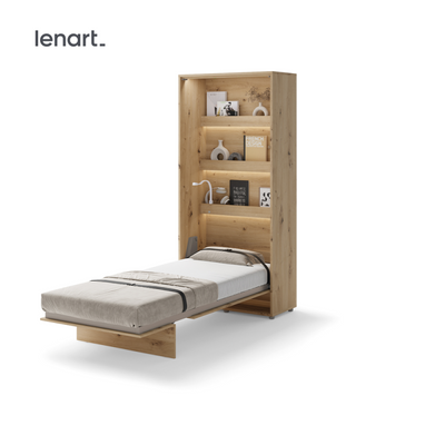 Wandklappbett 90x200 Vertikal Lenart BED CONCEPT Schrankbett - Eiche Artisan BC-03