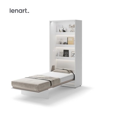 Wandklappbett 90x200 Vertikal Lenart BED CONCEPT Schrankbett - Weiß BC-03