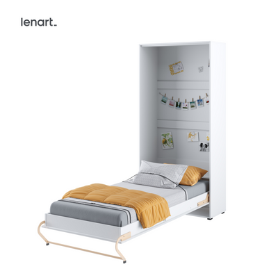 Wandklappbett 90x200 Vertikal Lenart CONCEPT PRO 3 Schrankbett  Weiß Hochglanz CP-03
