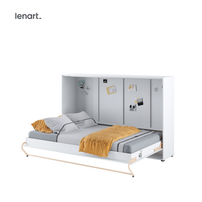 Wandklappbett 120x200 Horizontal Schrankbett Lenart CONCEPT PRO 5 Weiß Hochglanz CP-05