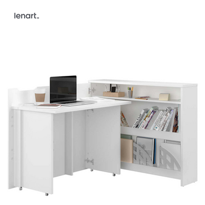 Schreibtisch Lenart WORK CONCEPT ausklappbarer Klappschreibtisch Weiß Hochglänz