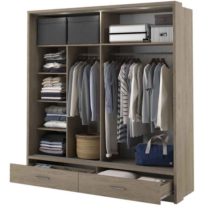 Kleiderschrank ARTI 5 mit zwei Schiebetüren, zwei Schubladen und einem Spiegel LENART