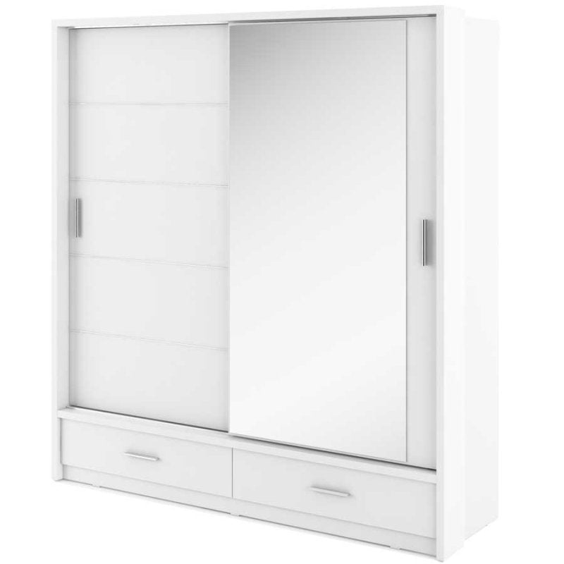 Kleiderschrank ARTI 5 mit zwei Schiebetüren, zwei Schubladen und einem Spiegel LENART